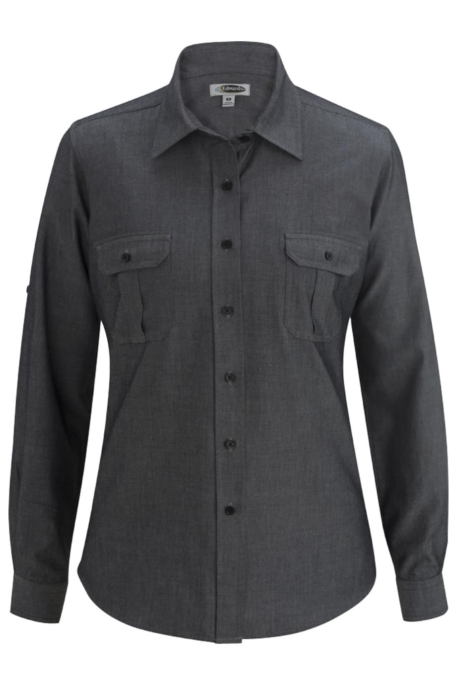 Ladies Chambray Roll Up Sleeve Shirt 2