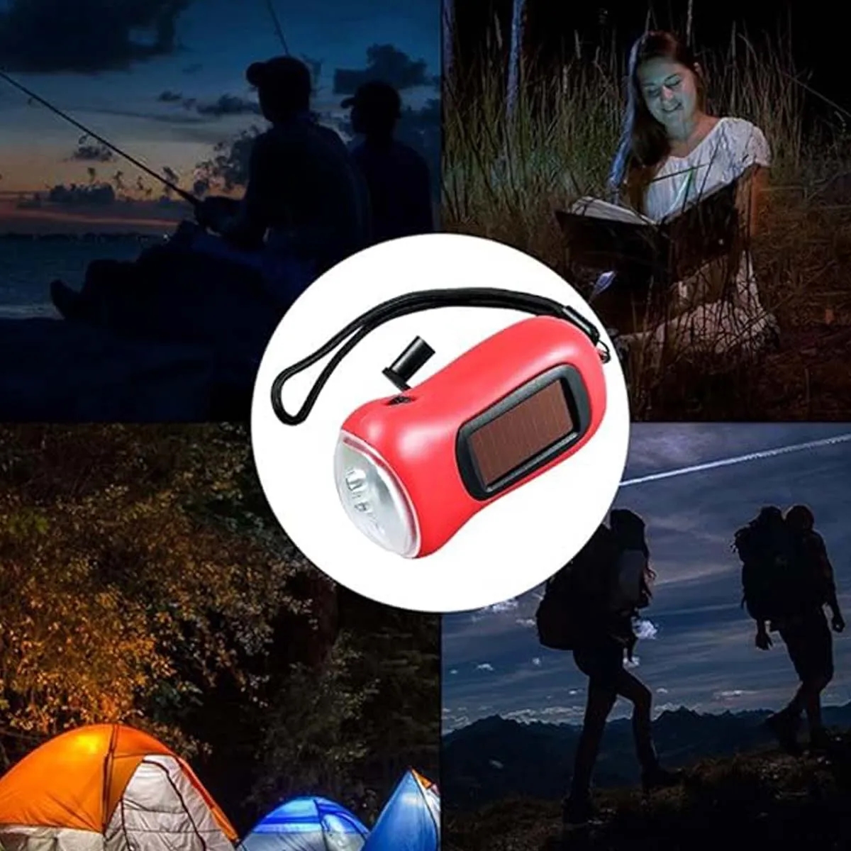 Hand Mini Crank Light Solar Power LED Flashlight 3