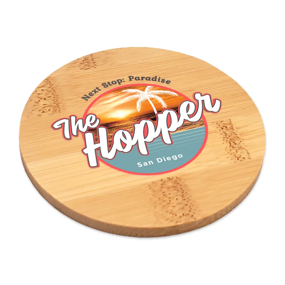 Ultra Vivid Bamboo Wood Coaster Set of 2