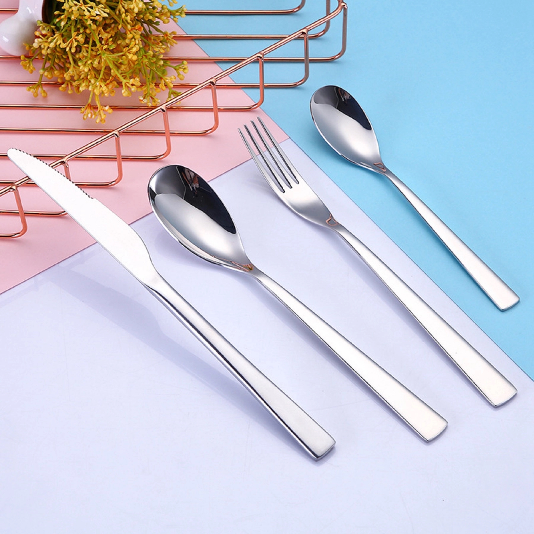 4PCS Stainless Steel Upscale Dinnerware Set 12