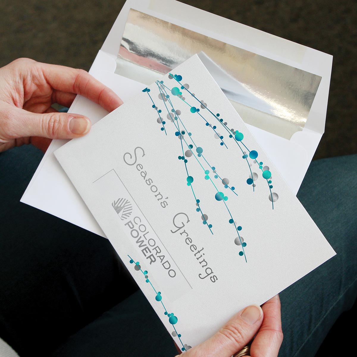 Turquoise Berry Branches Holiday Greeting Card 2