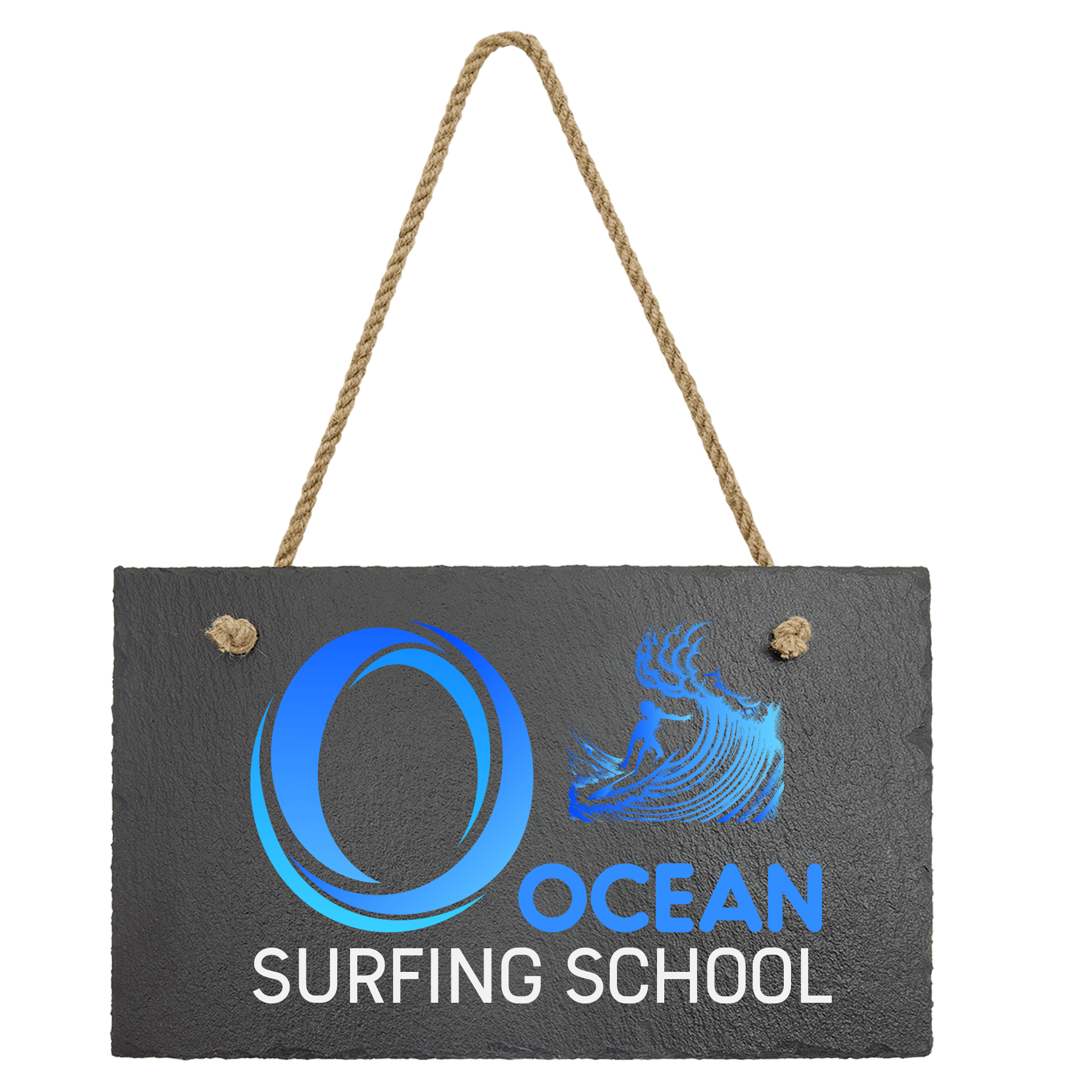 11 3/4" x 7" Rectangle Slate Decor with Hanger String 2