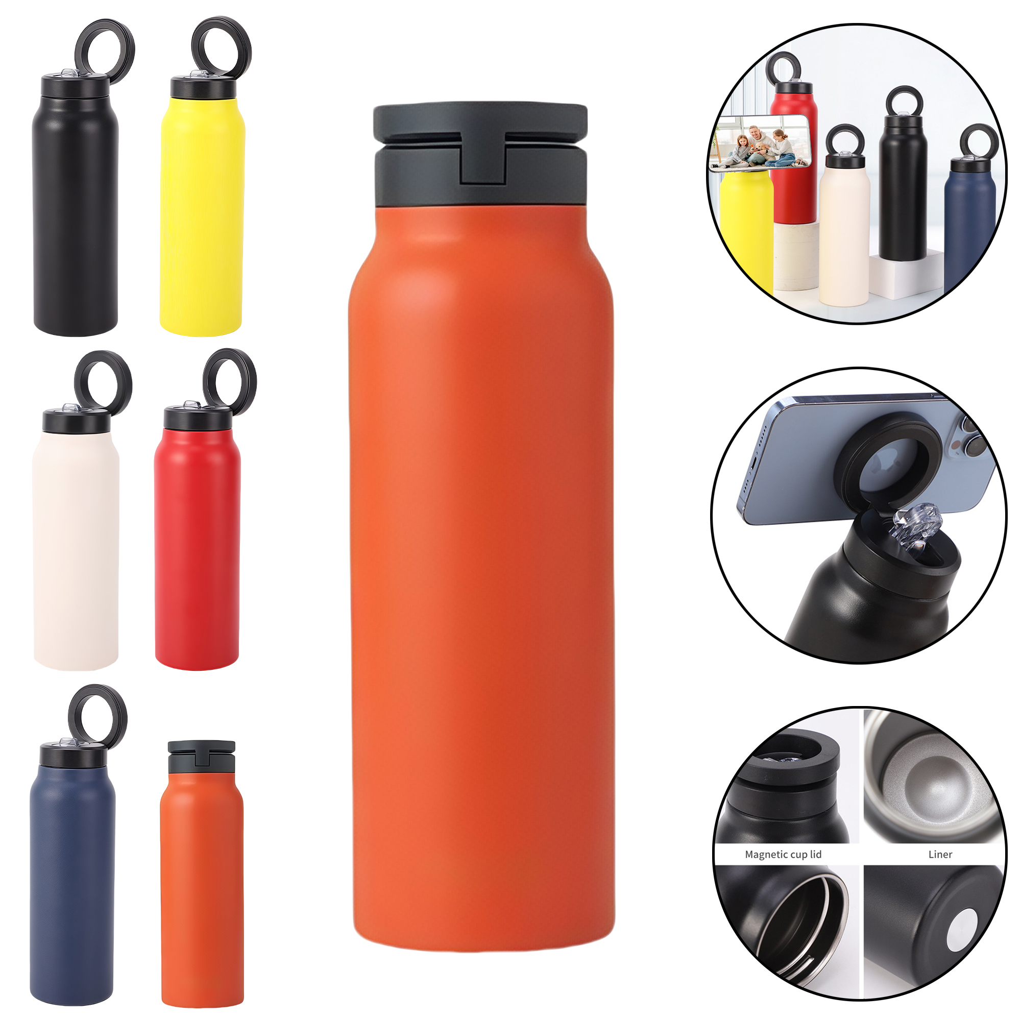 Magnetic Stainless Steel Insulated Cup with Phone Holder 2