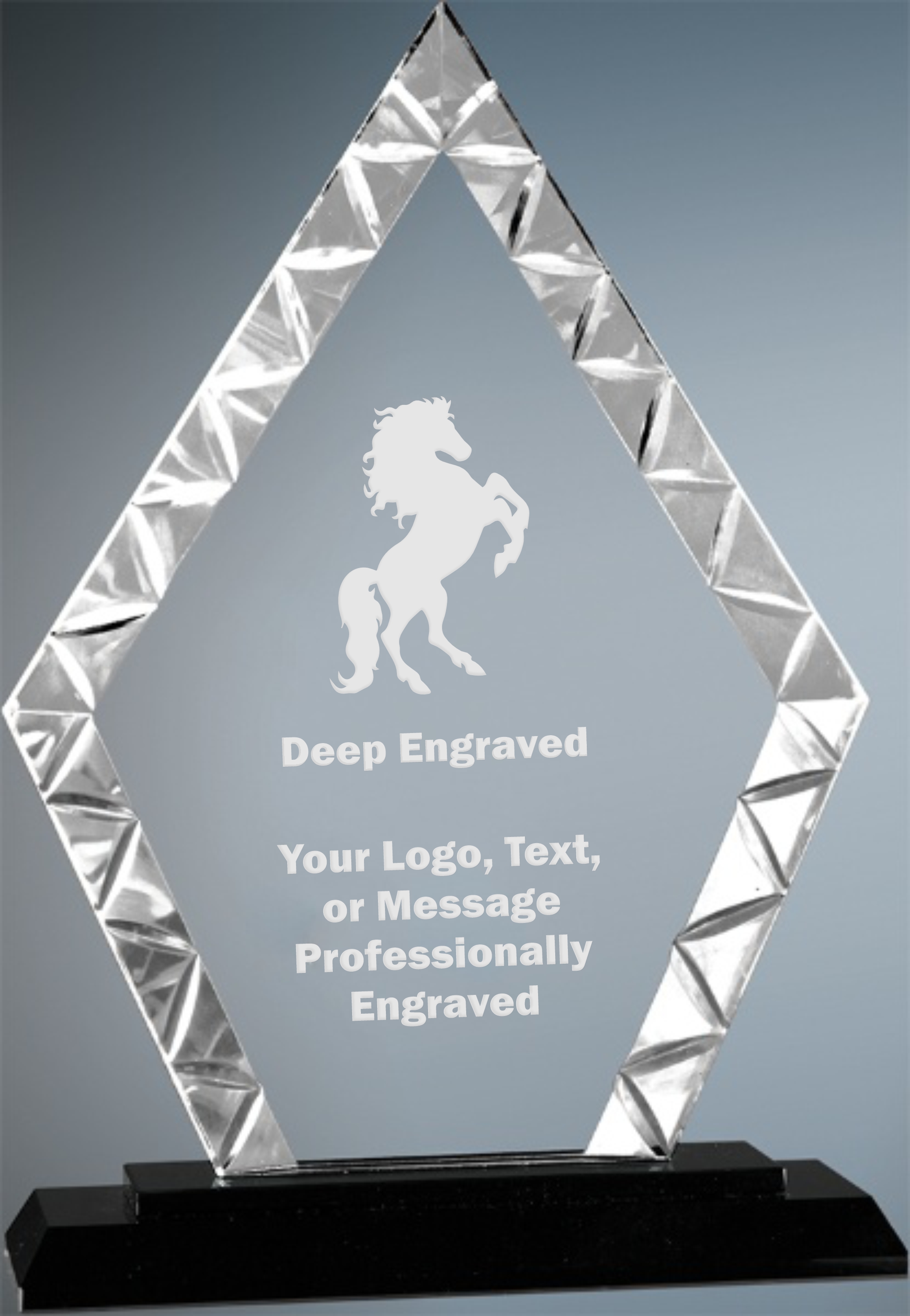 9" Large Diamond Accent Glass Award