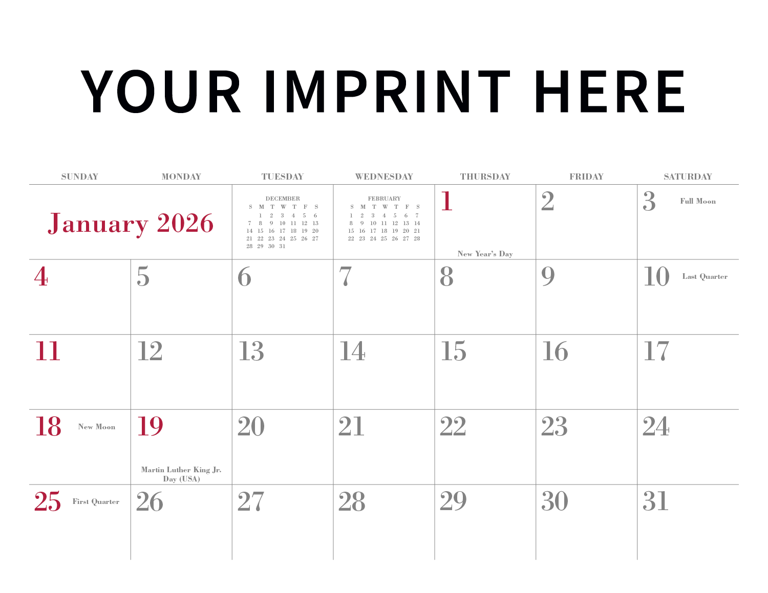 Triumph® Calendars Small Quantity Custom - Stapled Calendar 24