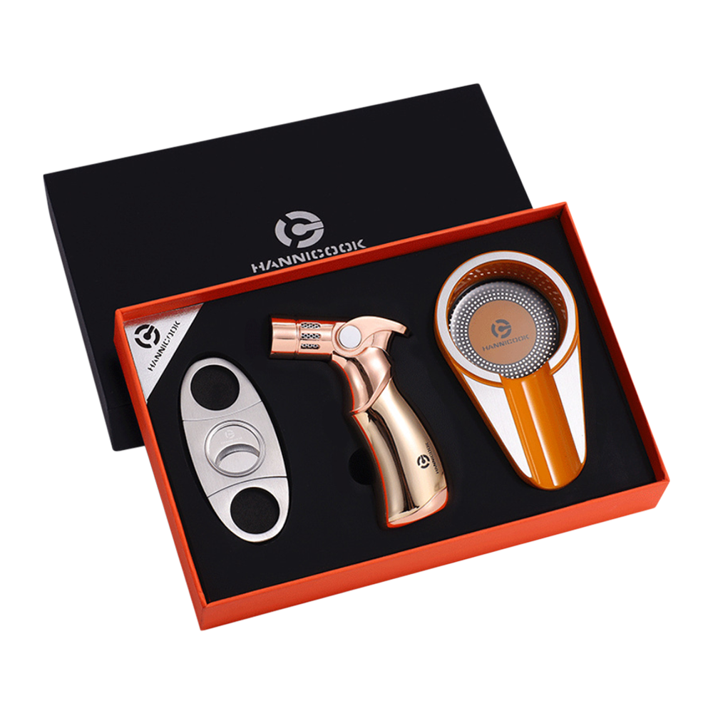 Stainless Steel Cigar Gift Set (Lighter, Ash Tray, Cutter) 7