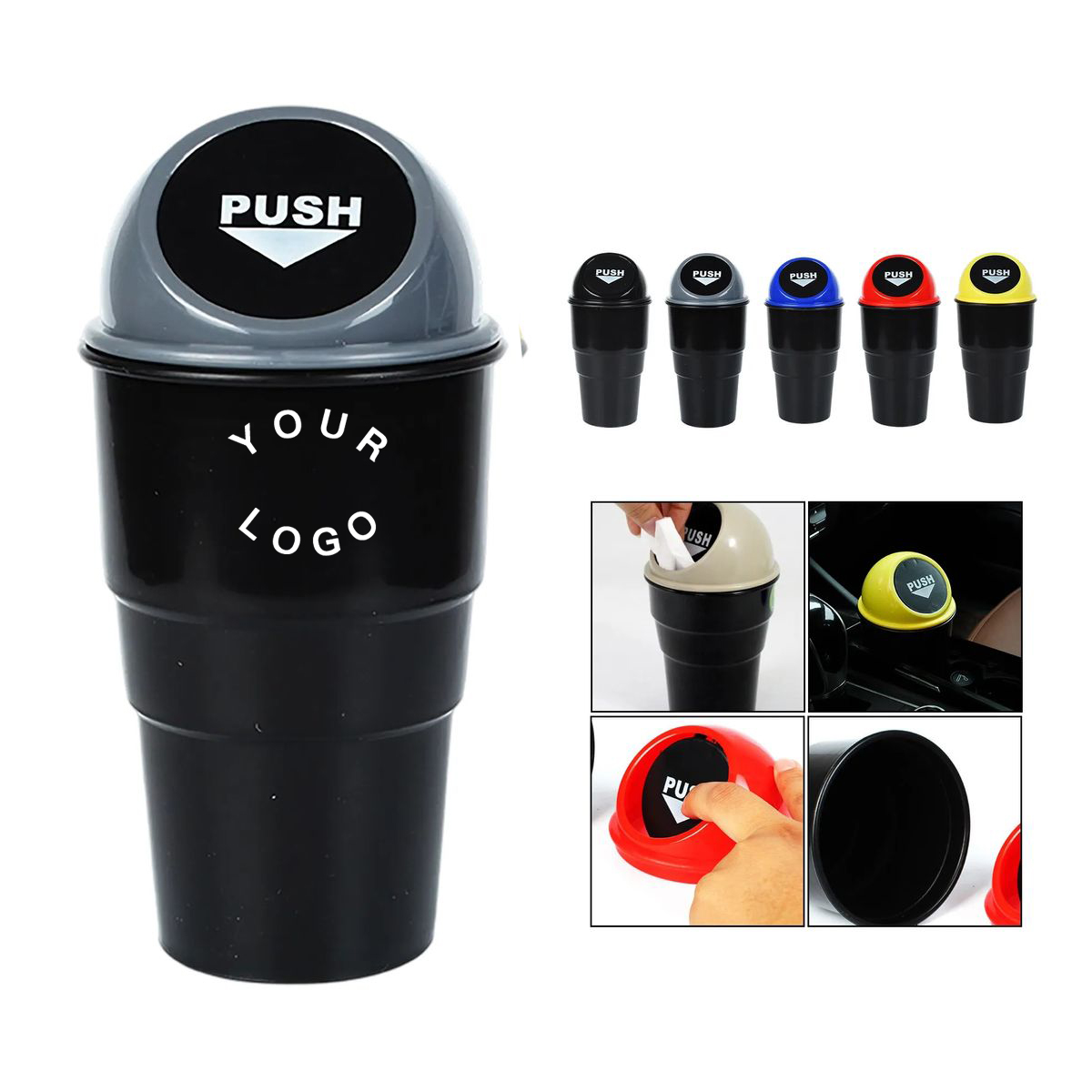 Plastic Car Trash Bin Fits Cup Holders 11