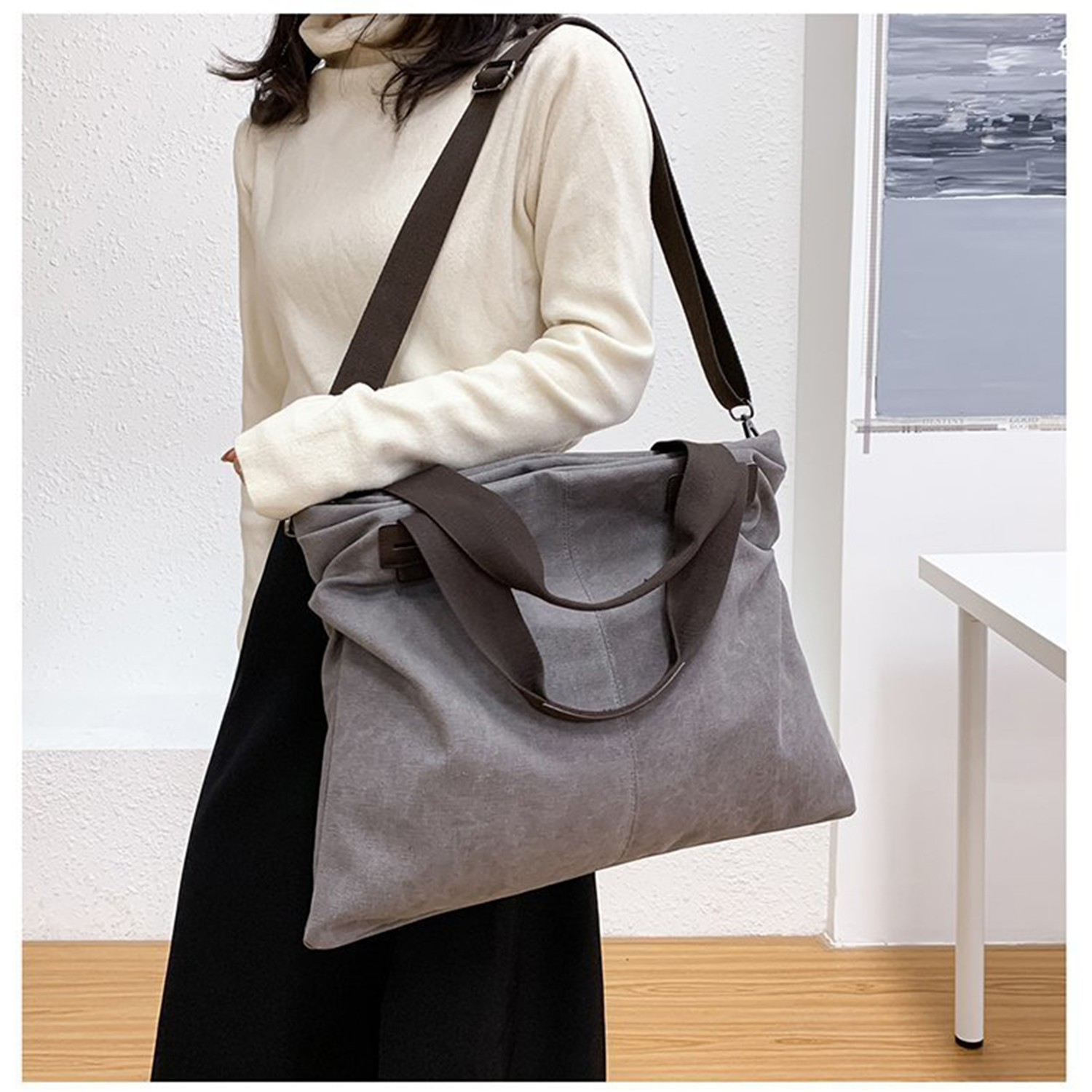 Women's Canvas Tote Bag Vintage Shoulder Crossbody 6