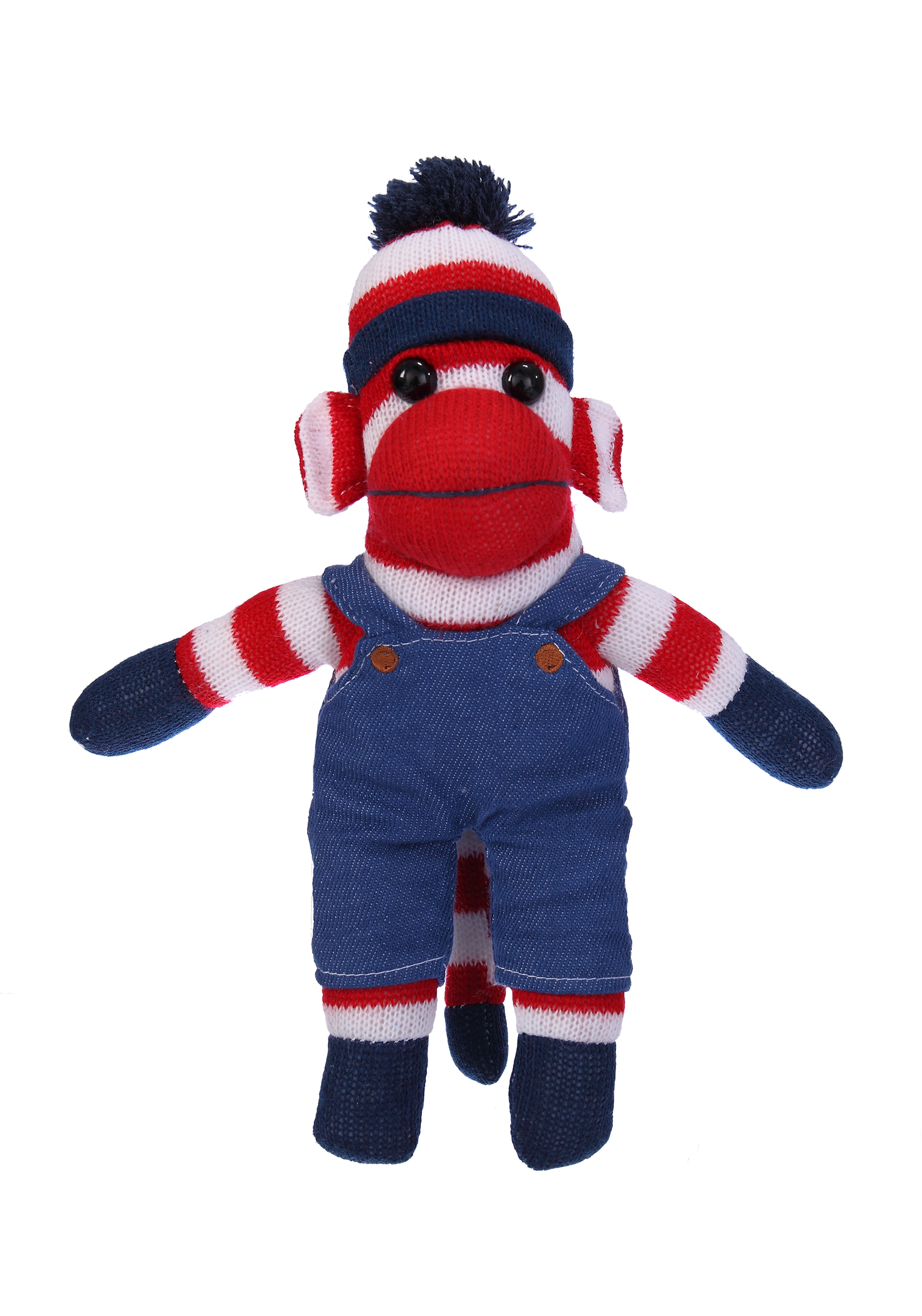 Patriotic Sock Monkey in Denim Overall