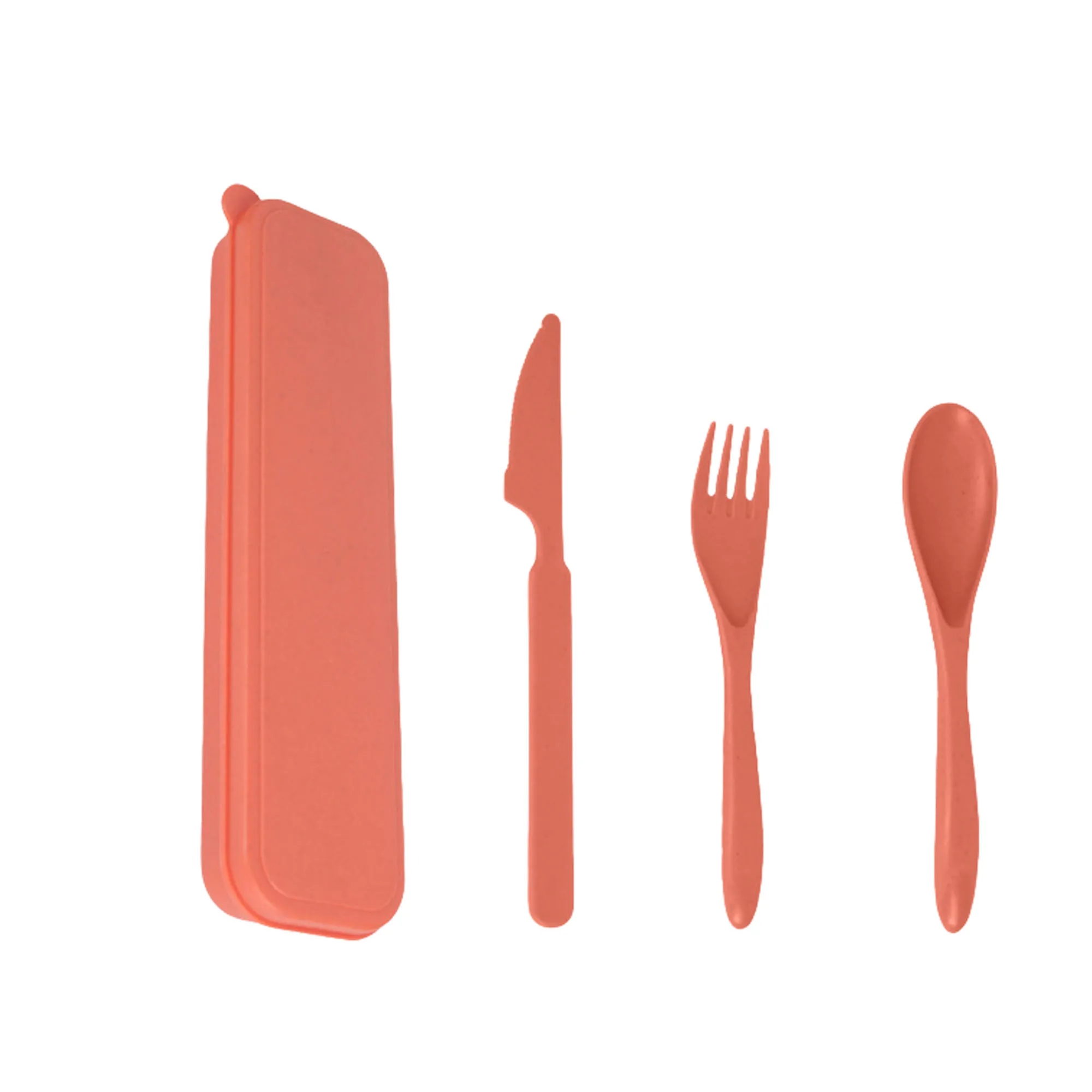 4 Pcs Portable Wheat Straw Cutlery Set With Case 1