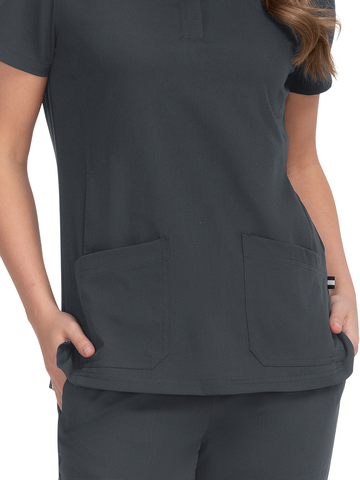 koi - Next Gen - Women's Four-Pocket Zipper-Neck Mandarin Collar Driven Top 12