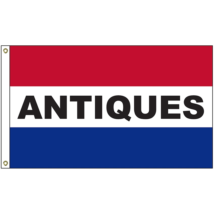 Antiques 3' x 5' Message Flag with Heading and Grommets 2