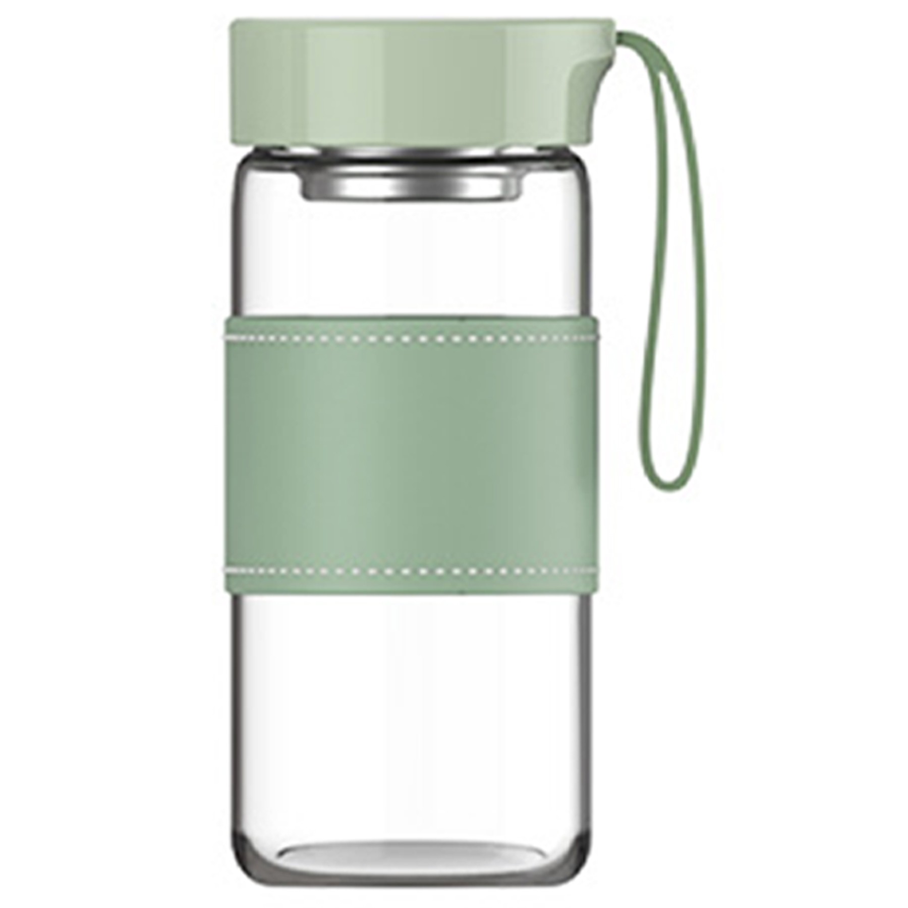 16.2Oz Glass Water Bottle W/ Tea Filter And Leather Sleeve 3