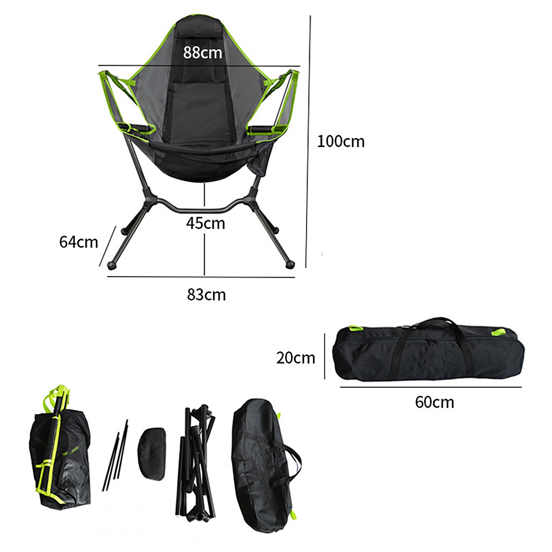 Folding Hammock Camping Chair Swing Rocking Beach Chair 6