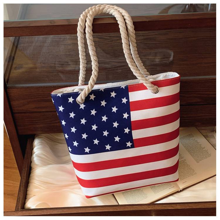 Stars and Stripes American Flag Tote Bag Rope Handles 2