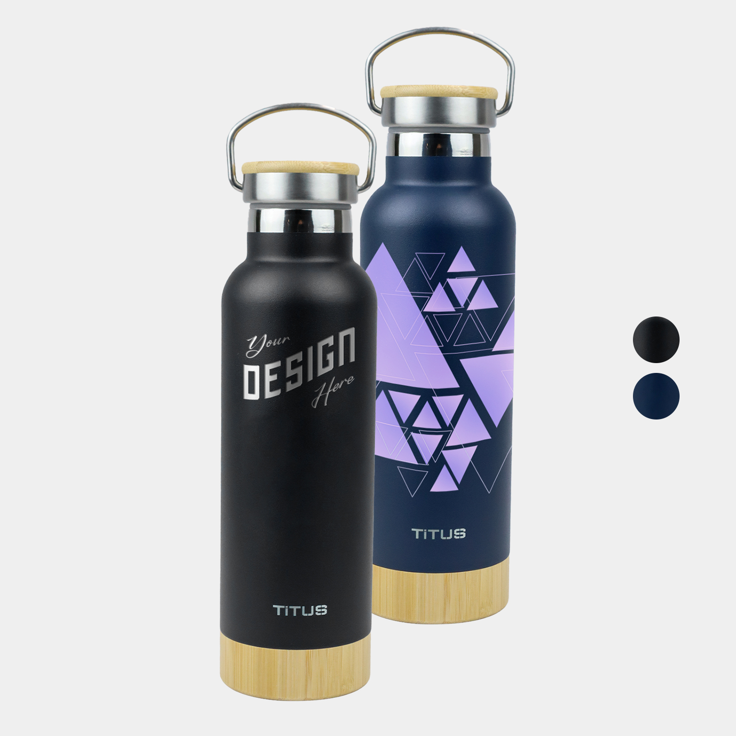 Premium 17 oz TiTUS® Stainless Steel Water Bottle with Wood-Style Base 2