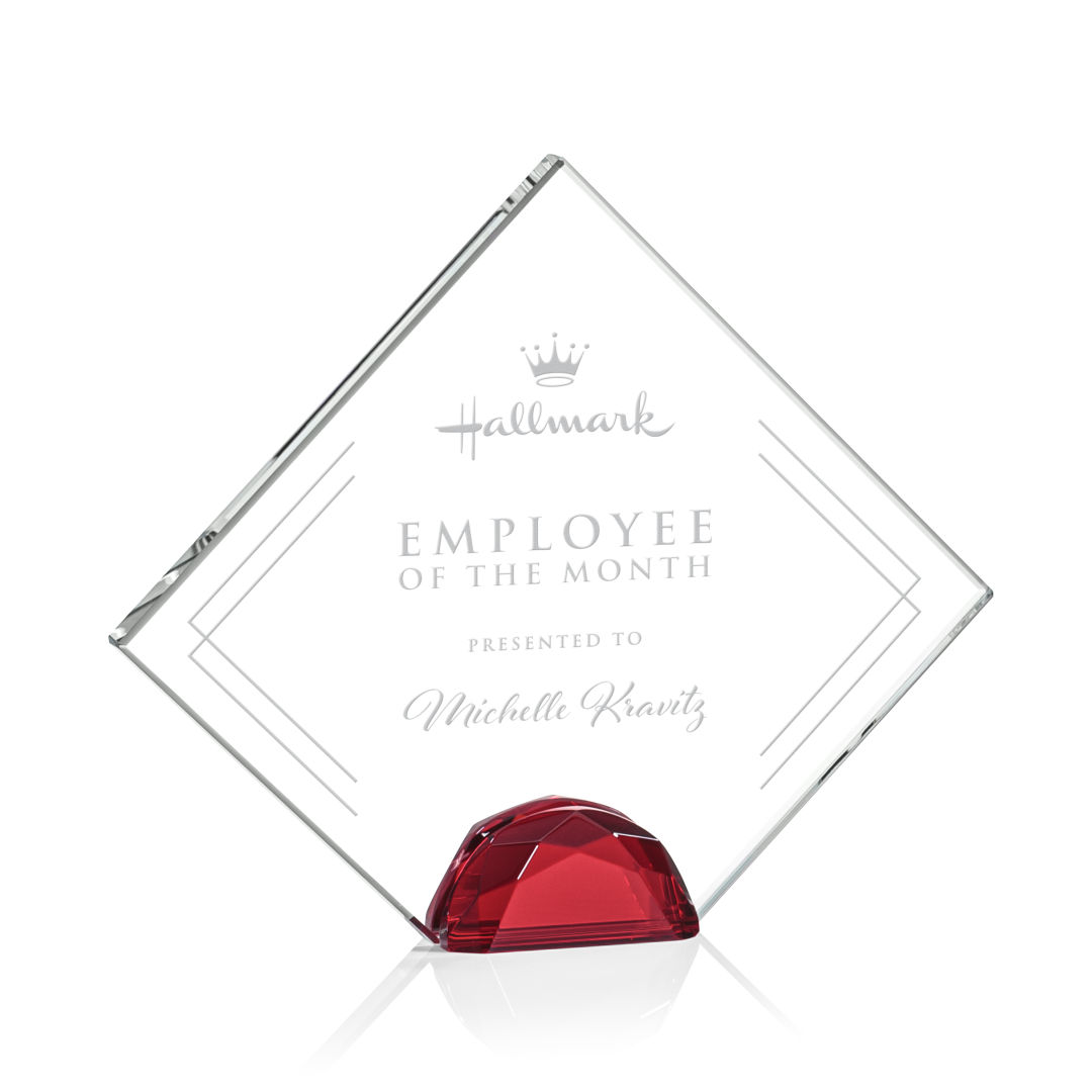 Deerfield Award - Red, custom award with logo imprint 3
