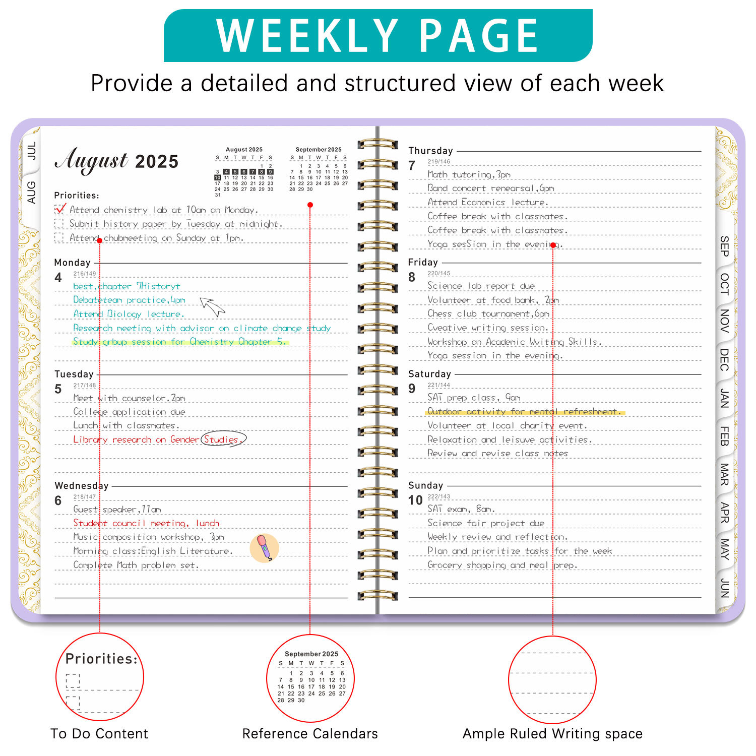 July 2025 June 2026 A5 Spiral Planner Notebook Monthly Book 4
