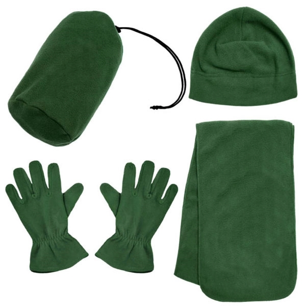 Fleece Winter Set - Beanie, Gloves, Scarf with Pouch 9
