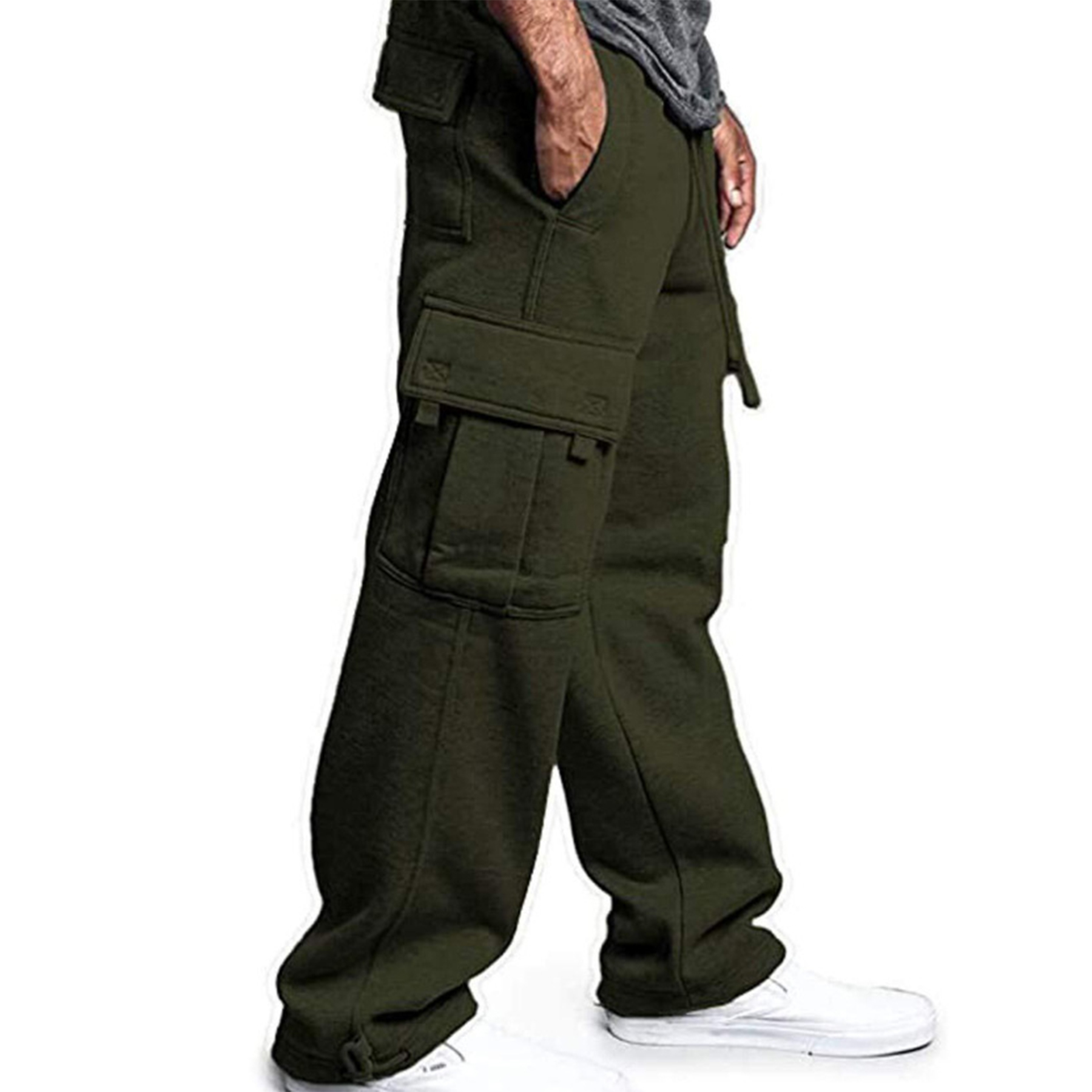 Men Heavyweight Fleece Cargo Pants 11