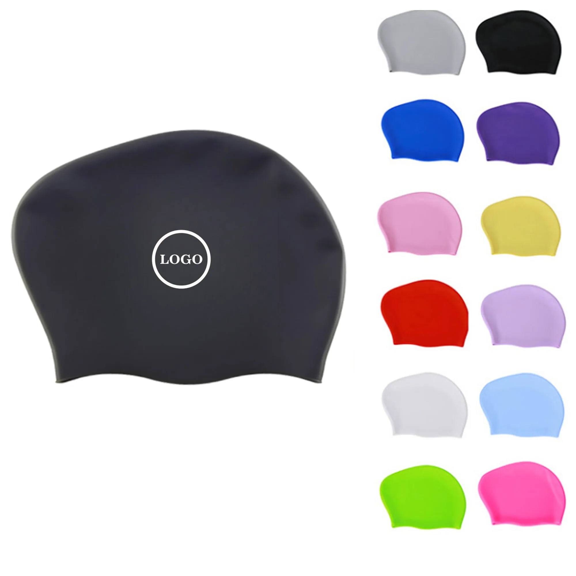 Long Hair Silicone Swim Cap 3
