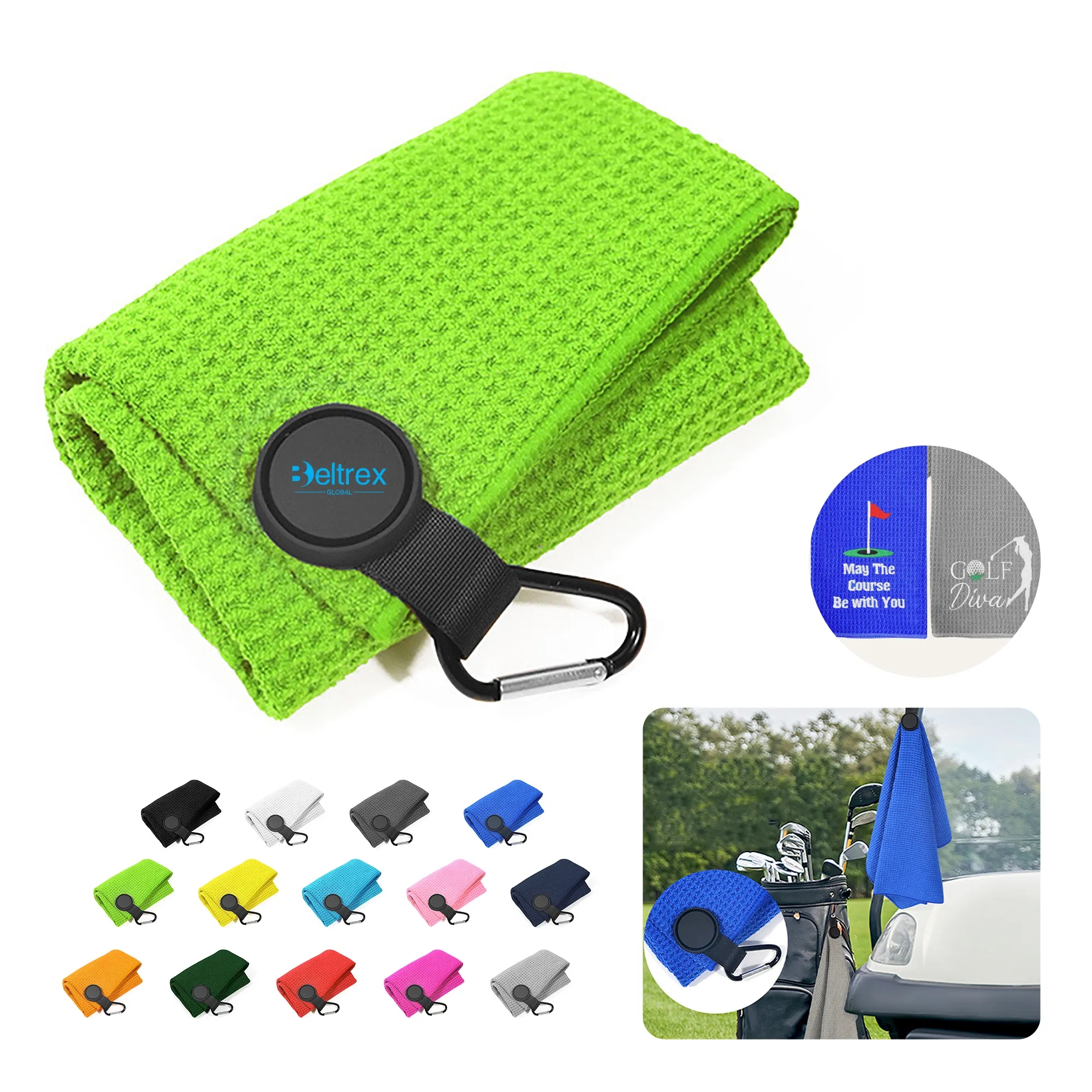 Round Microfiber Golf Towel with Strong Magnet 24