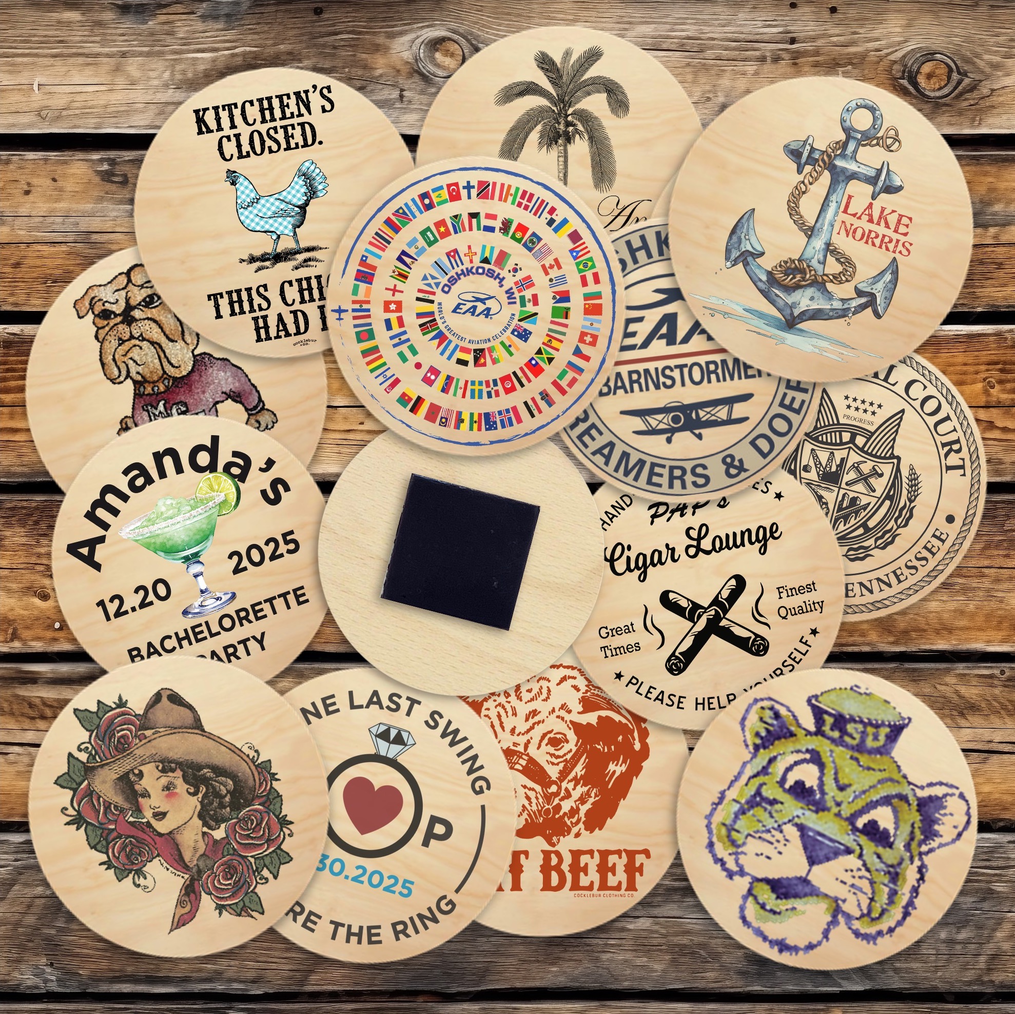 2" Round Wooden Magnet 9