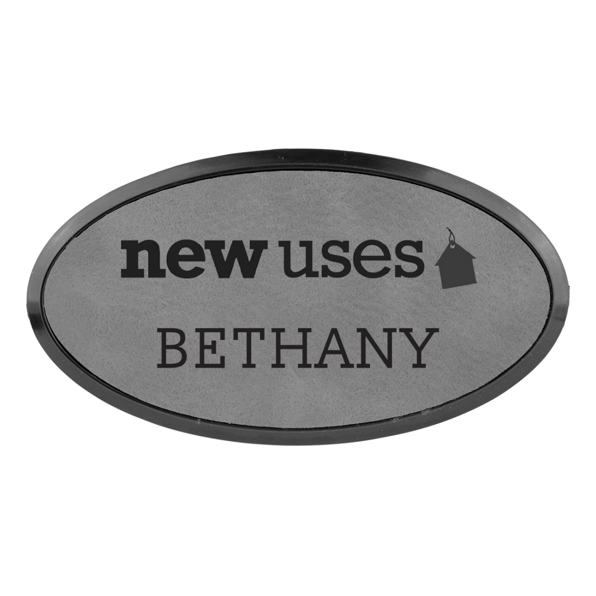Laser Engraved Leatherette Oval Framed Badge 3" x 1 1/2" 5
