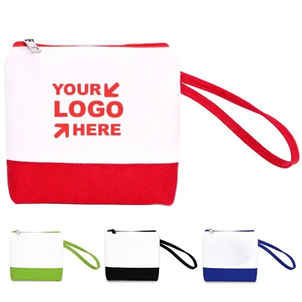Zippered Canvas Coin Pouch with Wrist Strap 7
