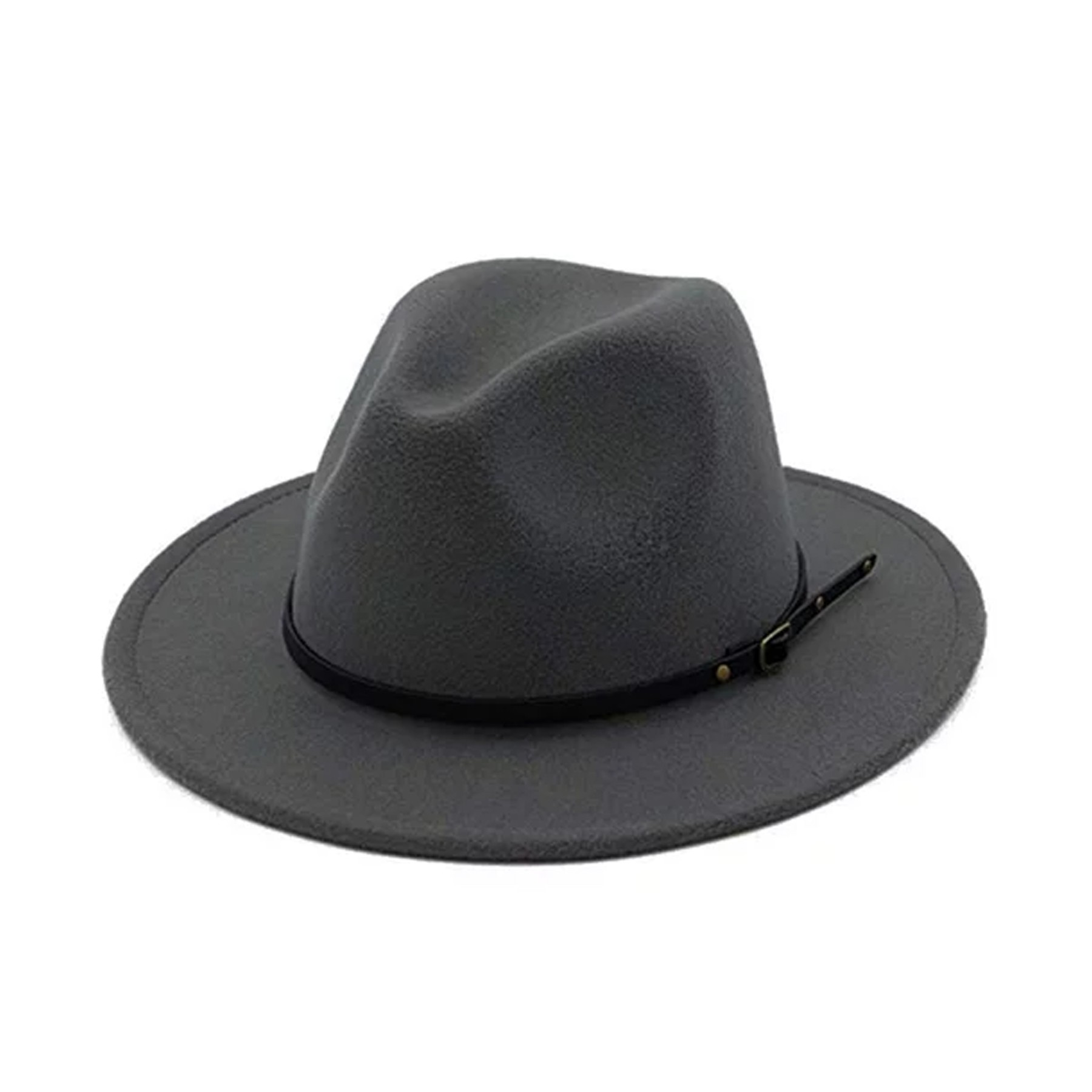 Classic Wide Brim Fedora with Belt Buckle 8