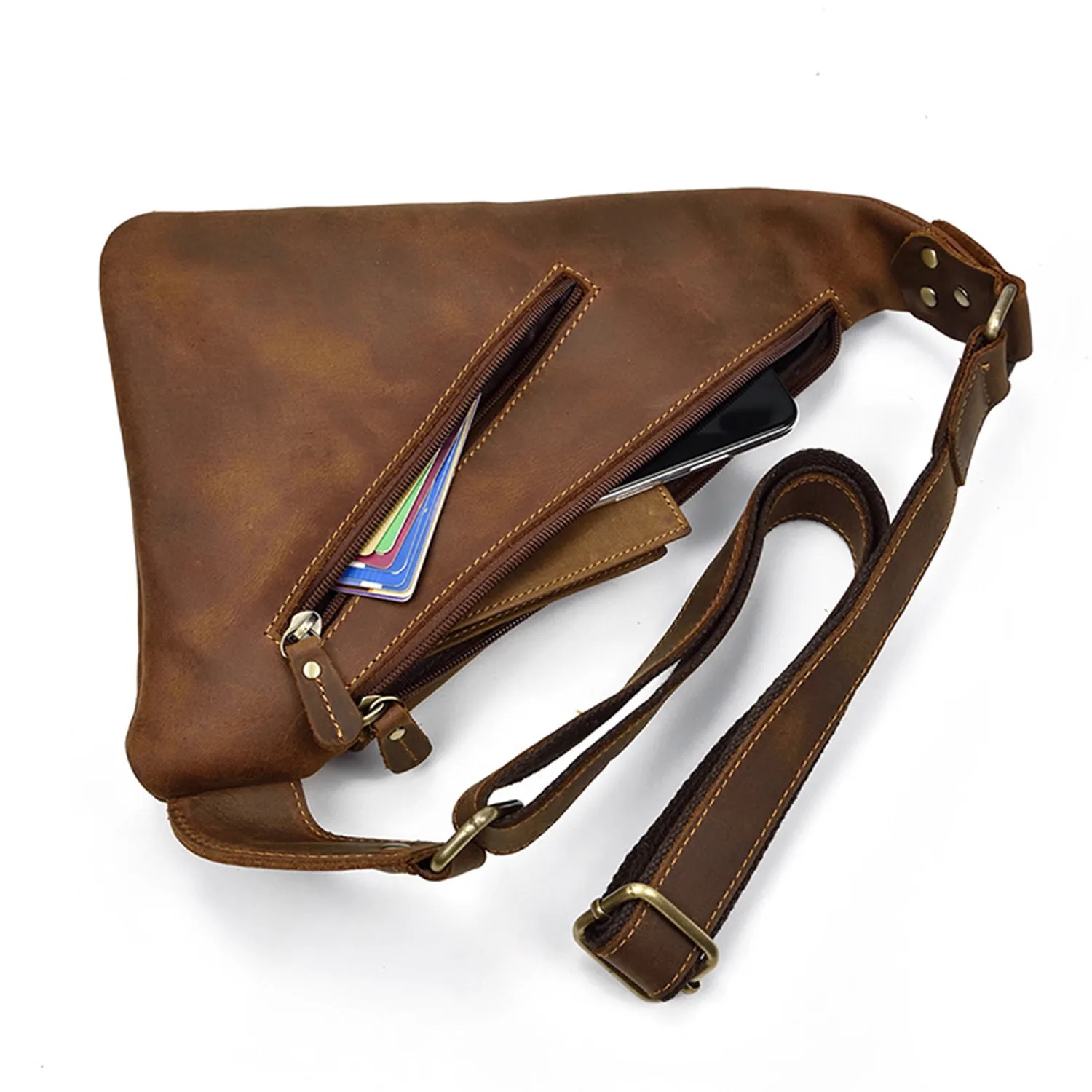 Genuine Leather Chest Retro Crossbody Bag 5