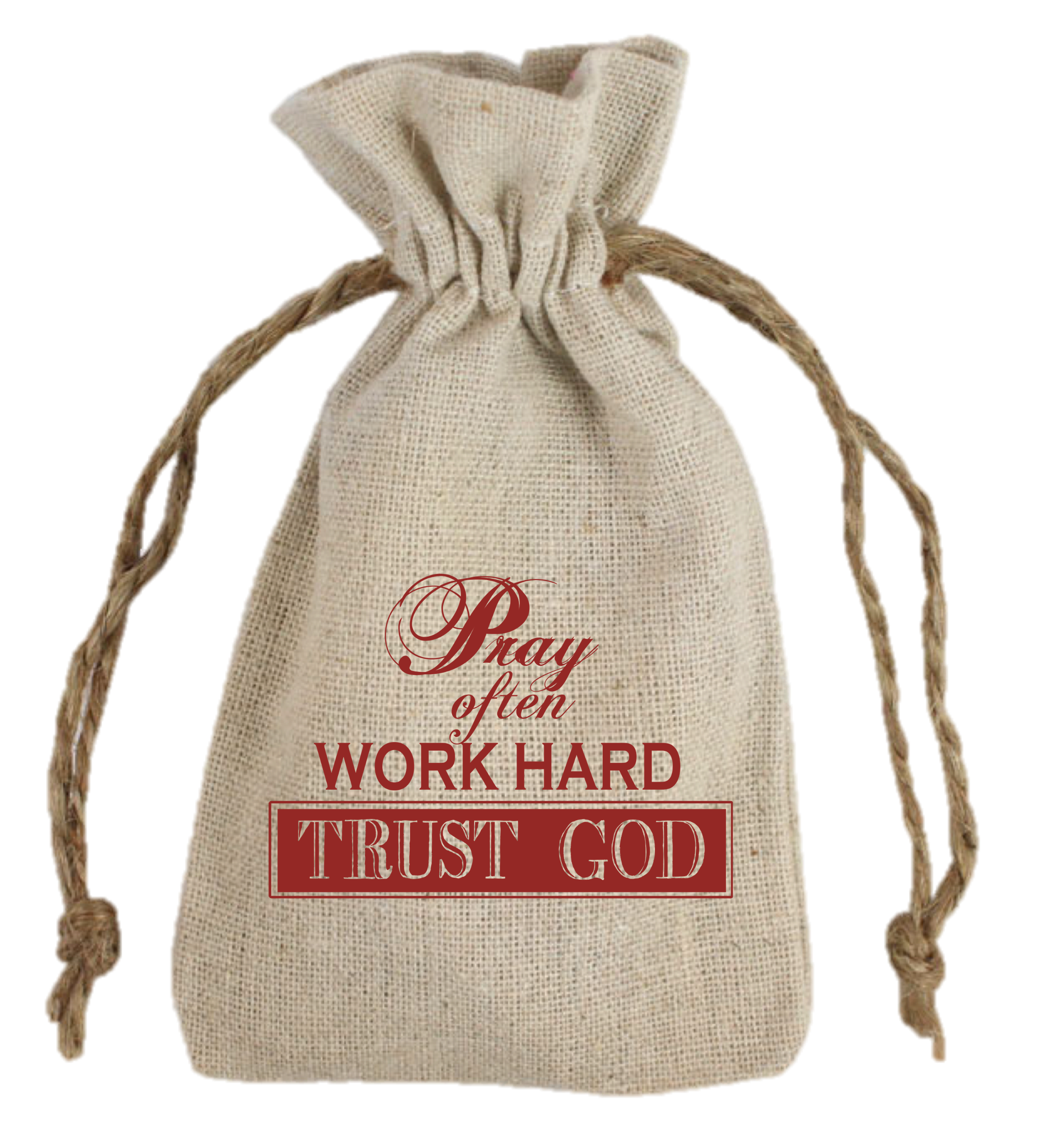 3"x 4" Custom Printed Natural Linen Pouch with Jute Drawstring 3