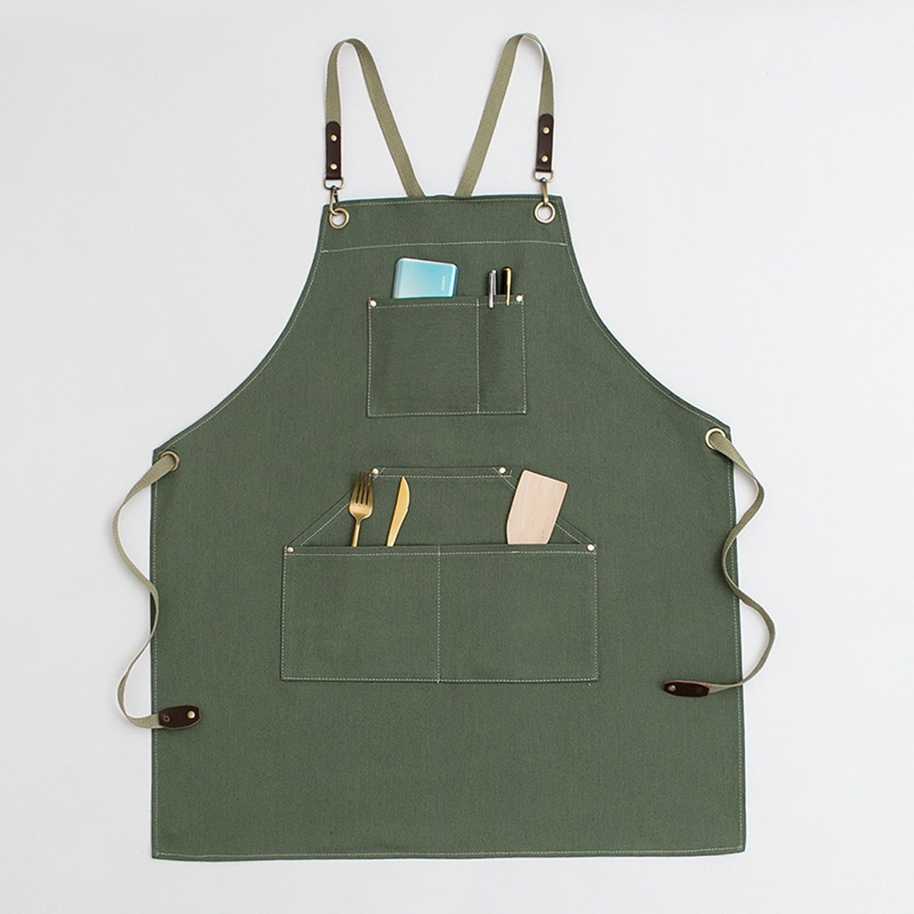 Unisex Denim Apron with Pockets for Kitchen Cooking 4