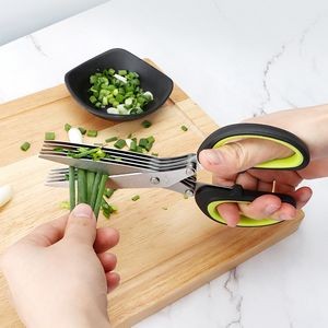 5 Blade Herb Chopper Scissors With Ergonomic Dual Color Handle 11