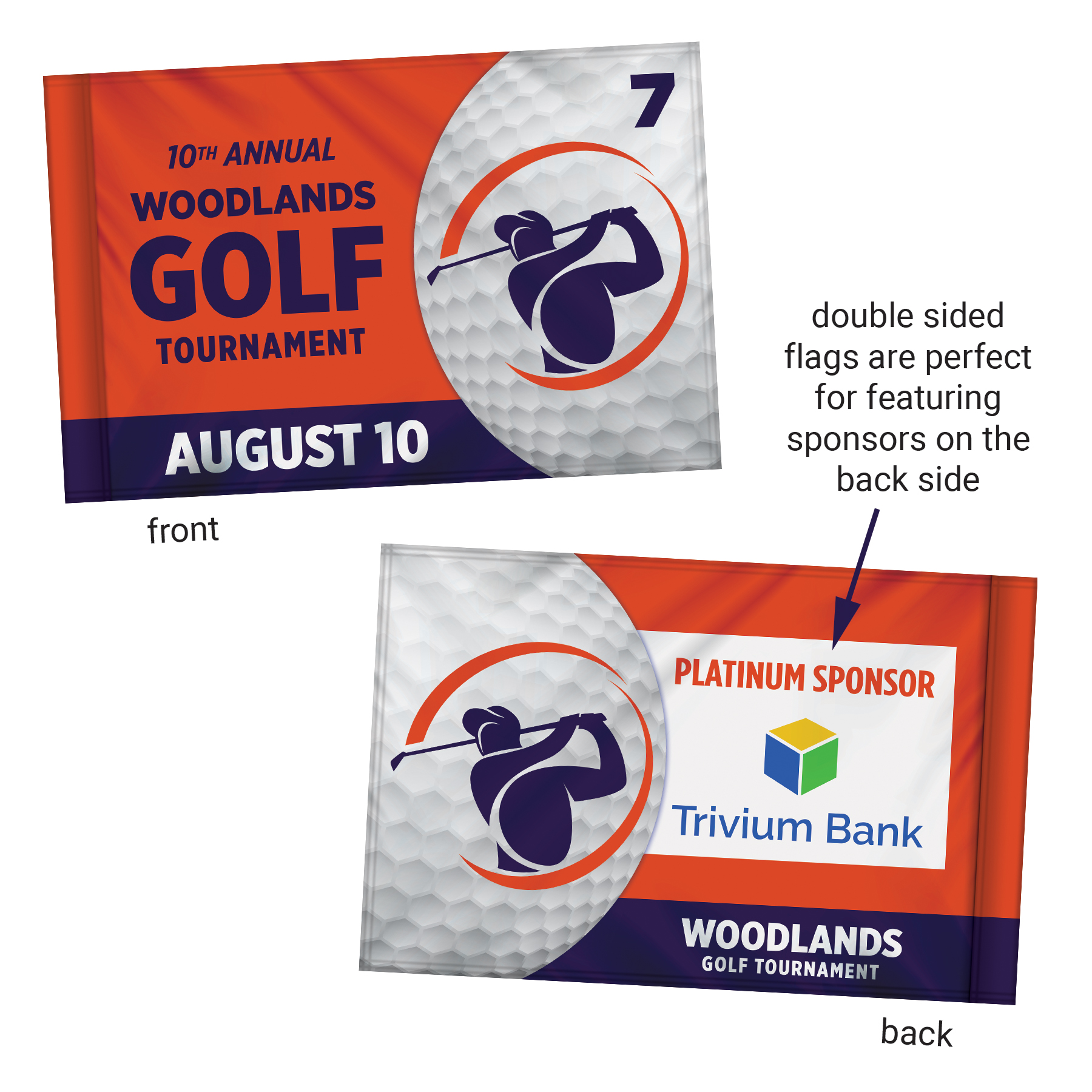 14" x 20" Custom Double Sided Knitted Polyester Golf Flag with Tube 7
