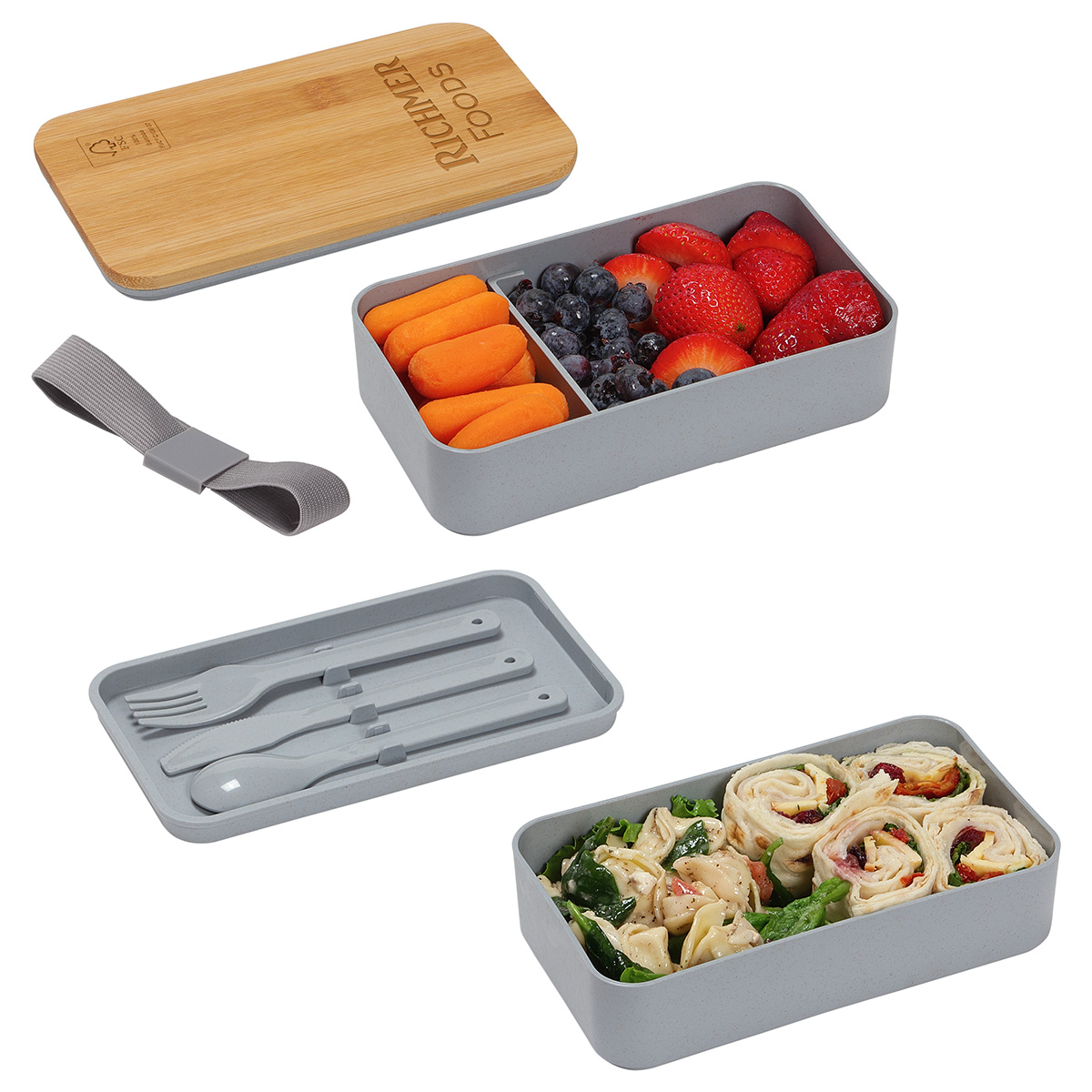 Double Decker Lunch Box with FSC® Bamboo Lid & Utensils 7