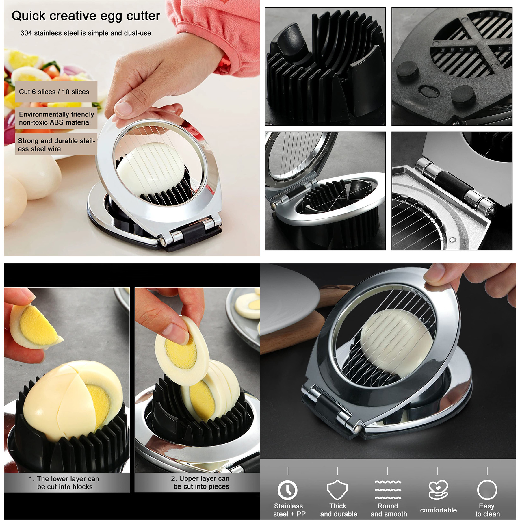 Multi- Function Stainless Steel Egg Slicer 2