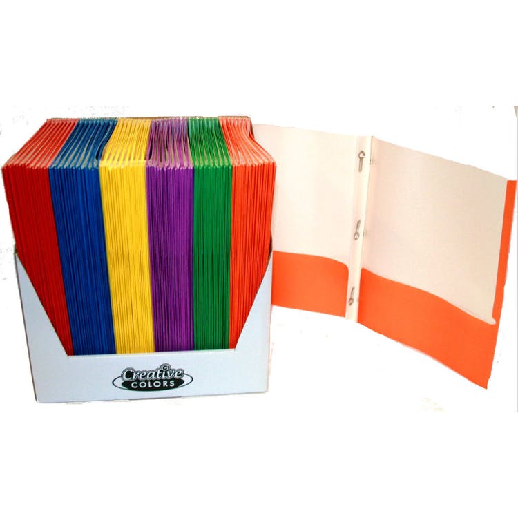 2 Pocket Folders - Assorted Colors 3 Prongs 1