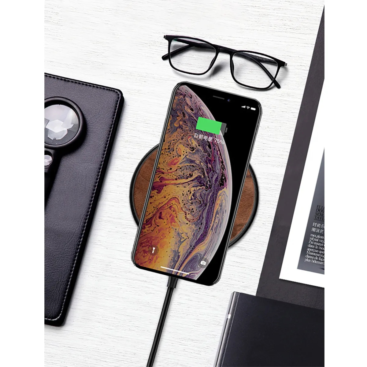 15W Fast Solid Wooden Wireless Inductive Charger Station 4