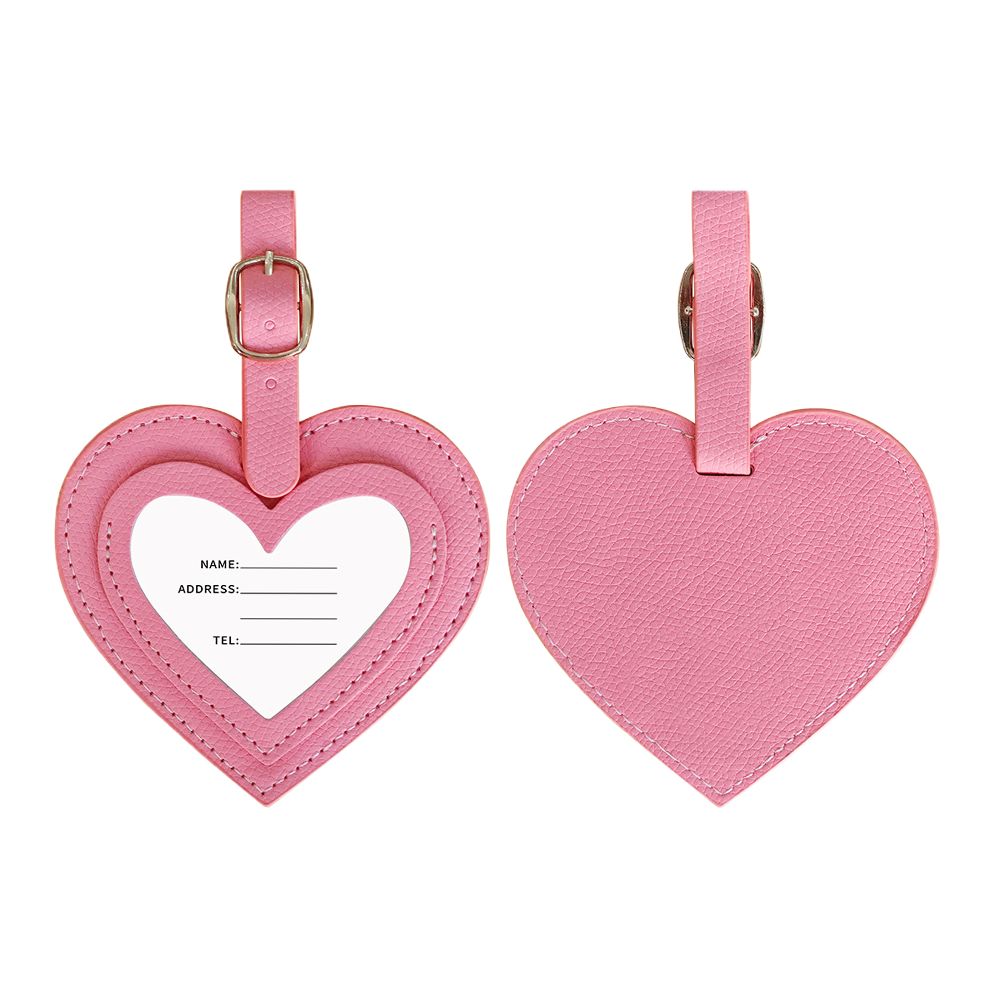 Heart-Shaped PU Luggage Tag - Durable 6