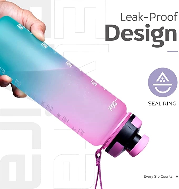 34oz Gradient Water Bottle with Motivational Time Marker 5
