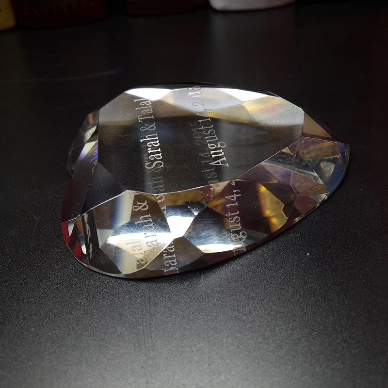 Crystal Heart Shaped Faceted Paperweight 2