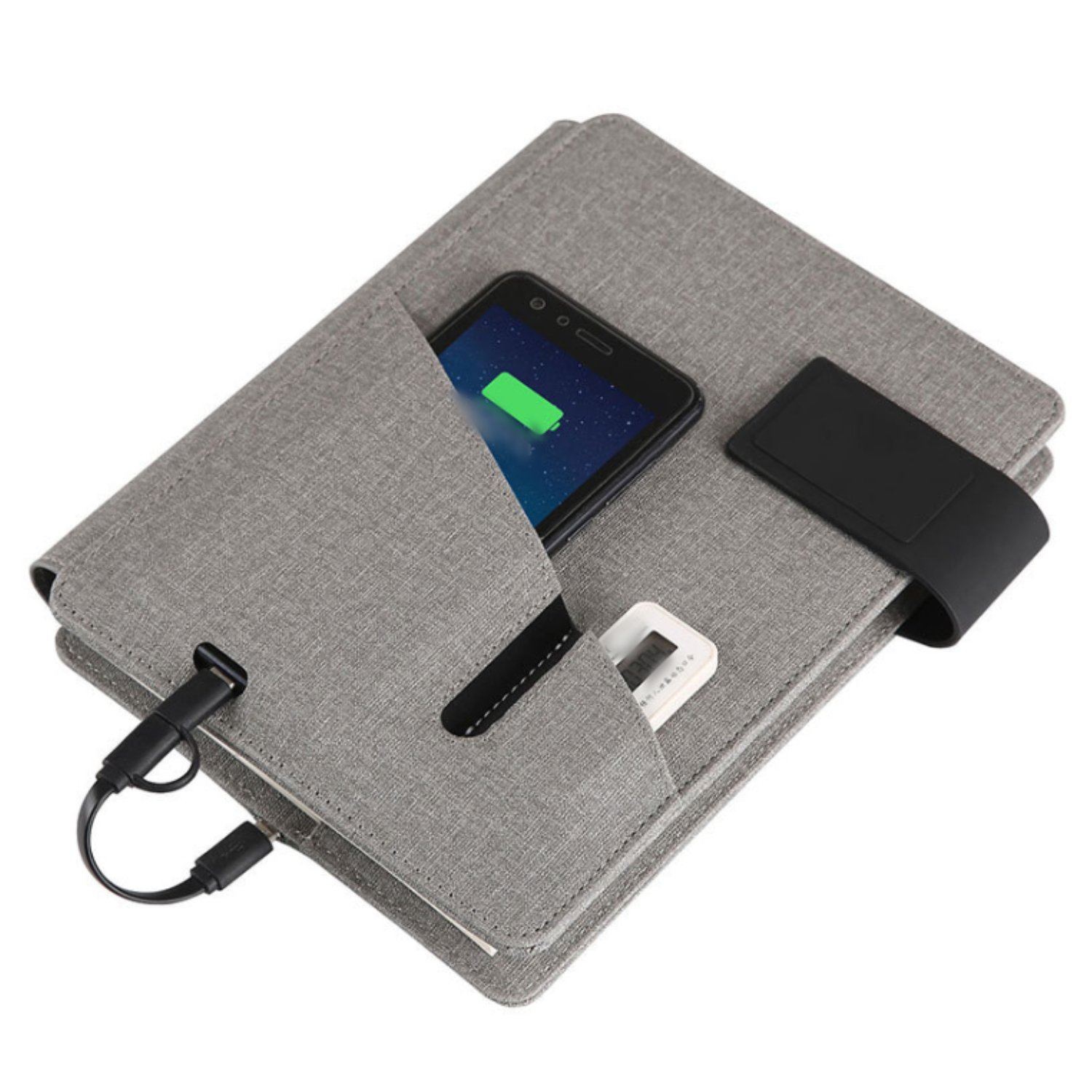 A5 Multifunction PU Leather Notebook w/ Power Bank 6