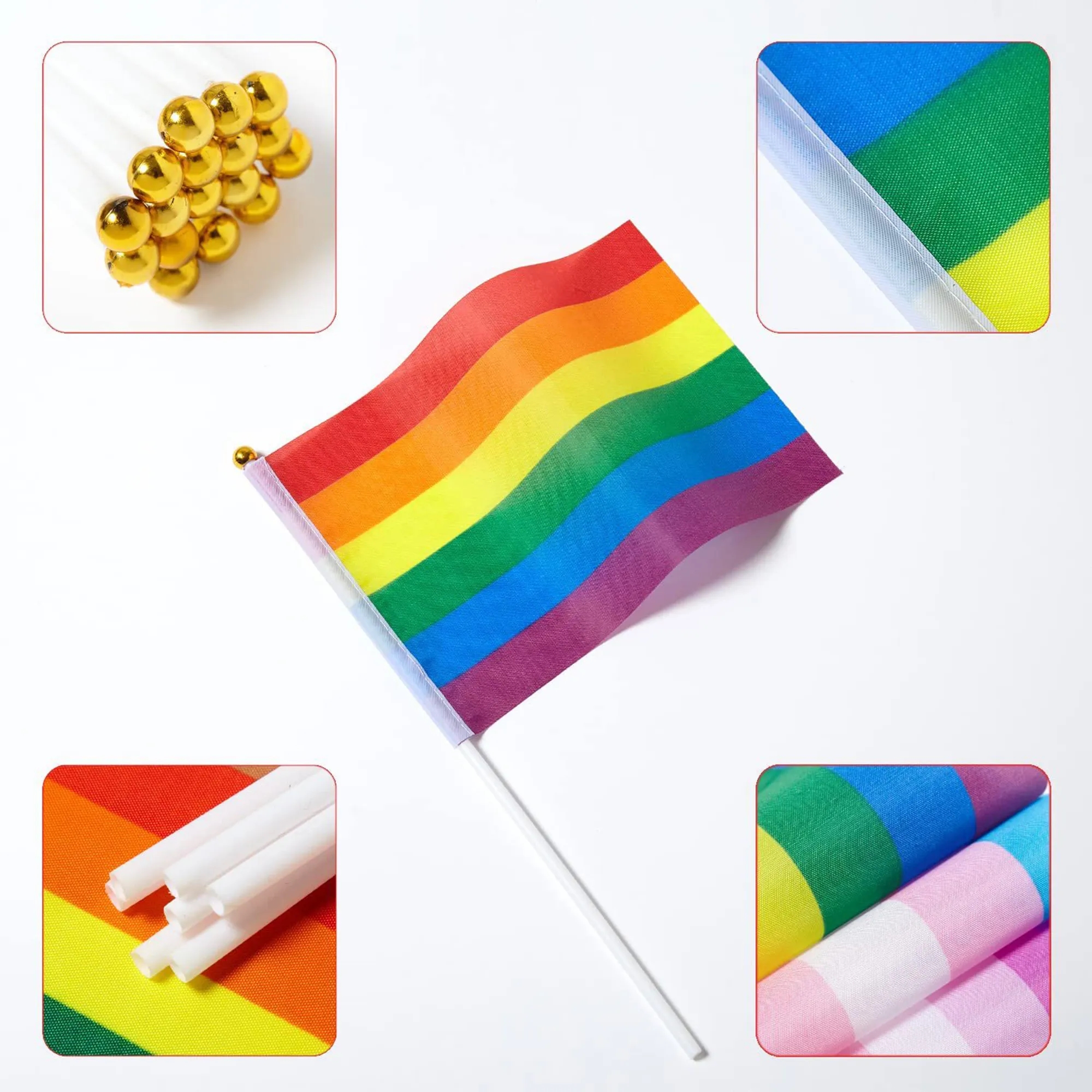 MOQ100 Full Color Custom Hand Held Stick Flag Rush Service 3