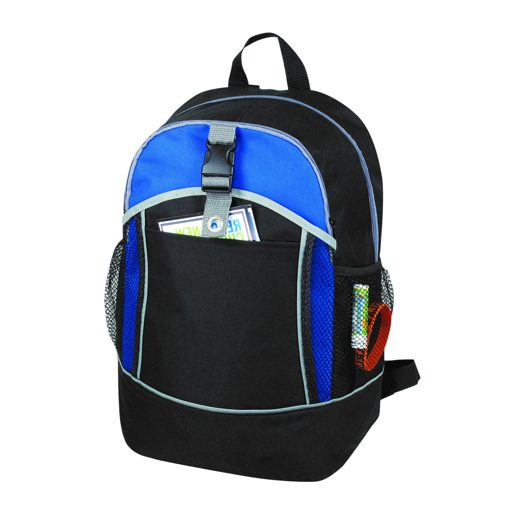 600D Polyester Ring Attachment Zippered Pocket Backpack 6
