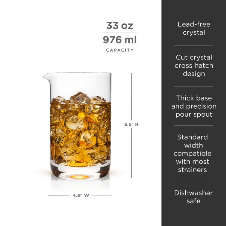 Viski® Large Cut-Crystal Mixing Glass 5