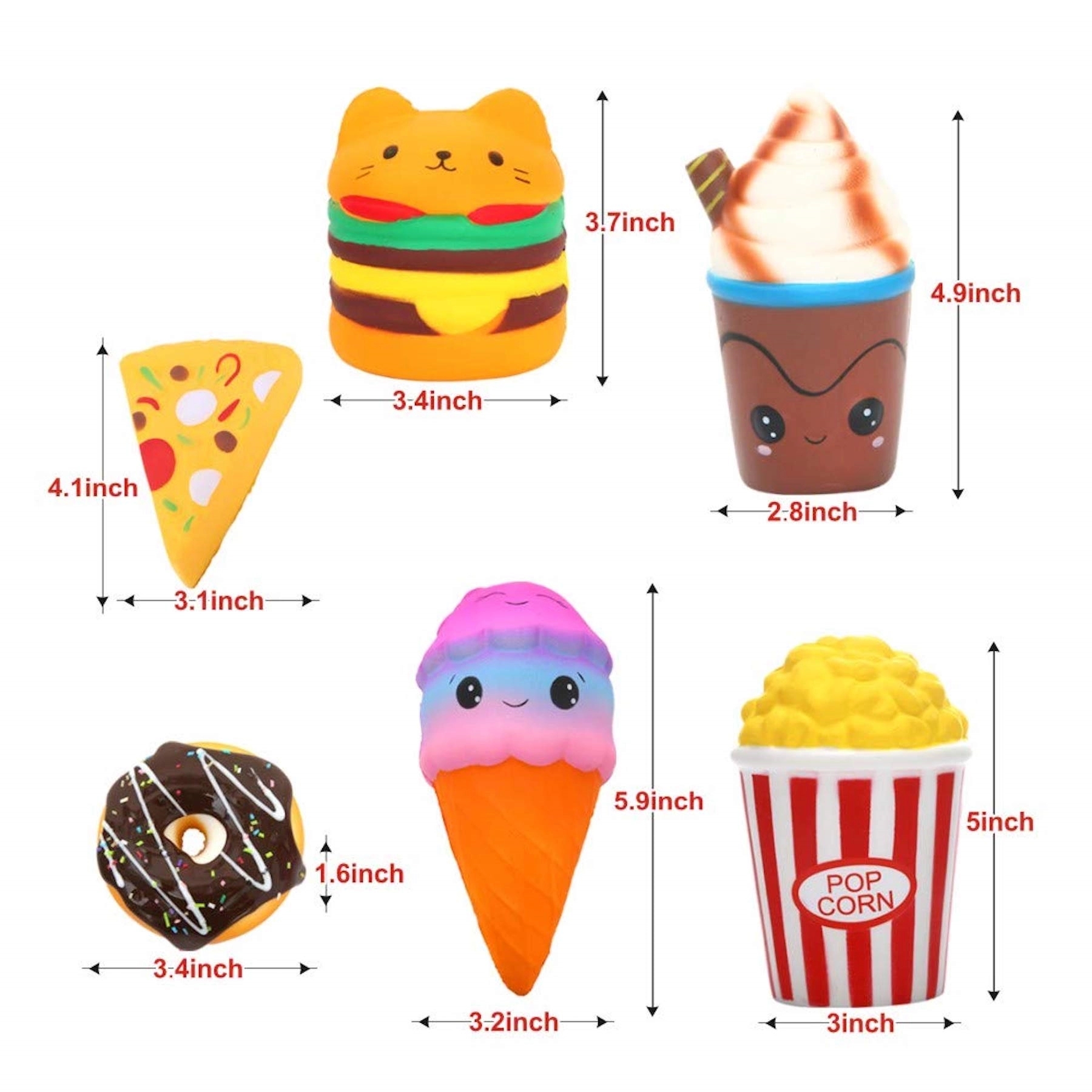 Hamburger Milkshake Squishe Donut Popcorn Toys Stress Relief 2