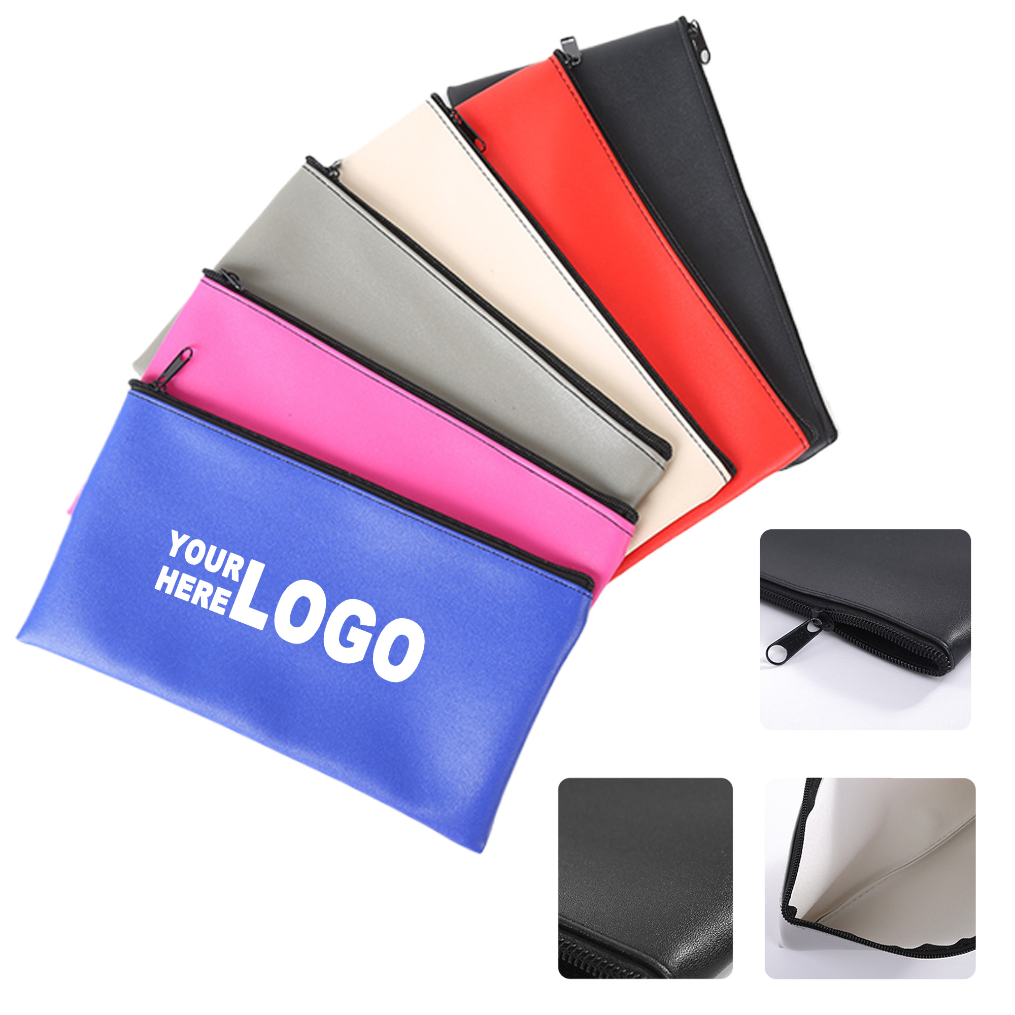 PU Leather Zippered Cash and Check Deposit Bag 2