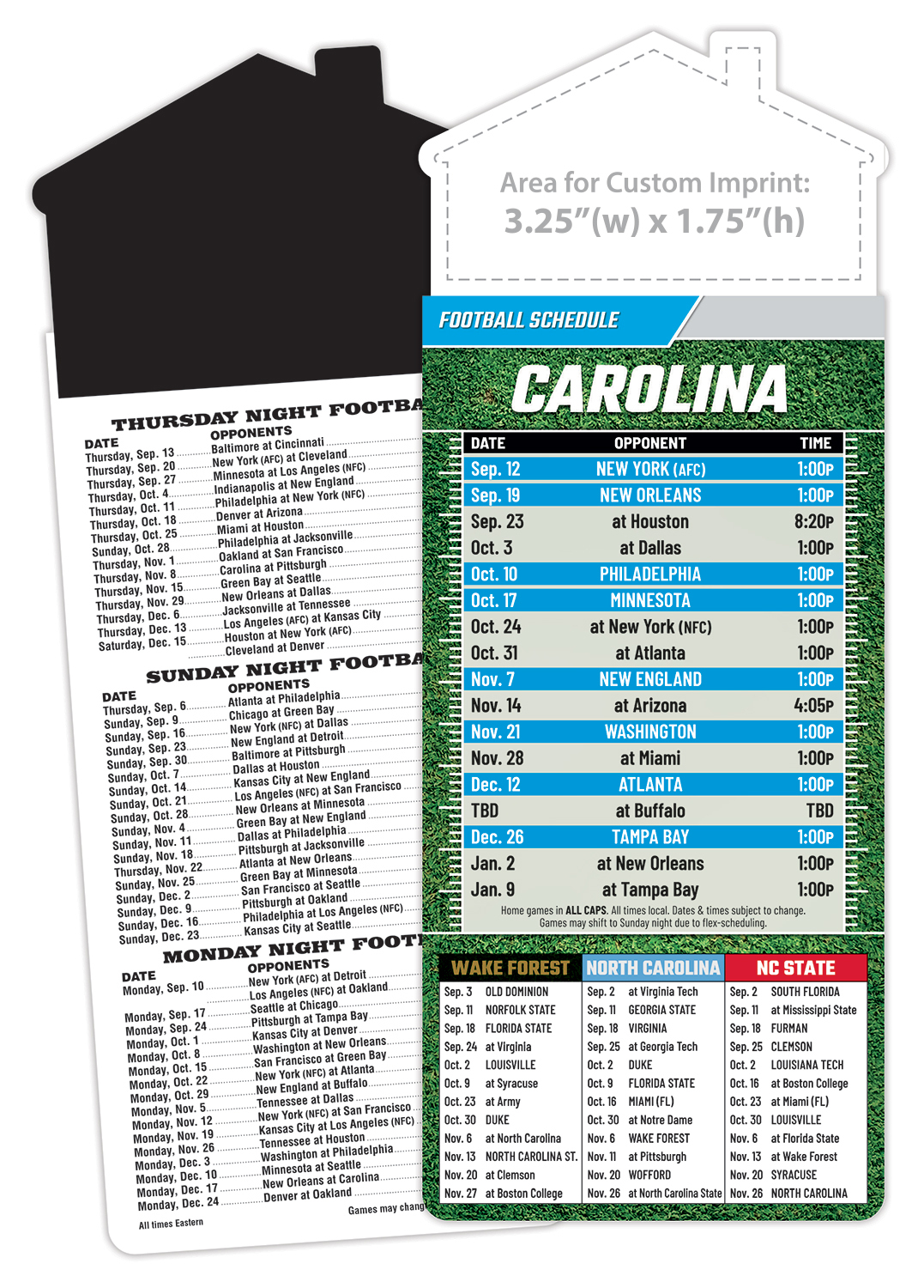 Magna-Card House Shape Magnet Football Schedules (3.5x9)