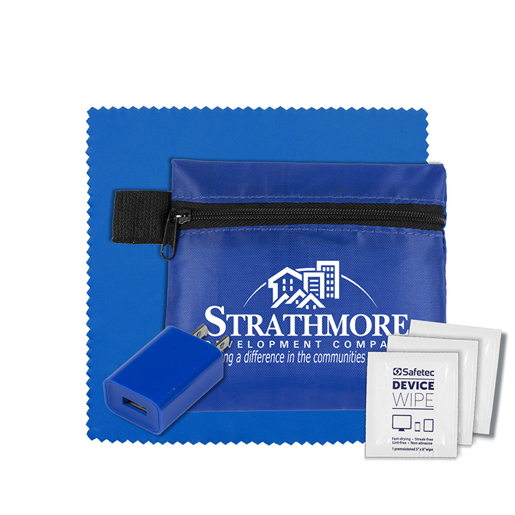 "TECHPACK" Tech Hom and Travel Kit with Microfiber Cleaning Cloth and US Wall Charger 5